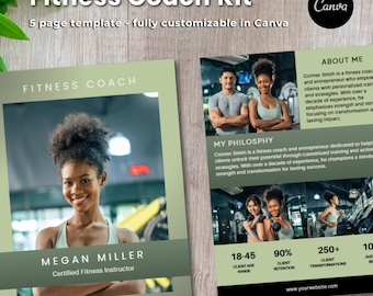 Fitness Coach Media Kit Template, Canva Speaker Sheet (Digital Download)