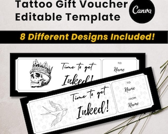 Editable Tattoo Gift Voucher Template, Printable Surprise Ticket (Digital Download)