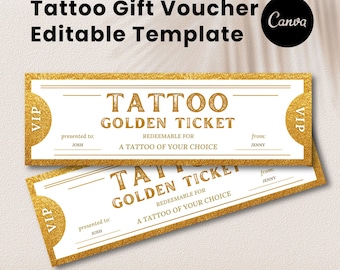 Editable Tattoo Gift Voucher Template, Printable Surprise Ticket (Digital Download)