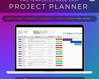 Google Sheets Project Planner with Gantt Chart (Digital Download)