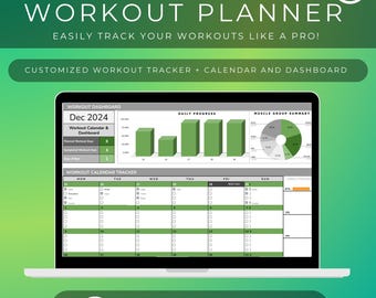 Workout Planner Google Sheets, Fitness Tracker Template (Digital Download)