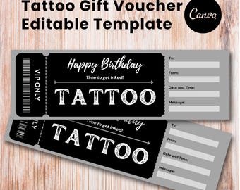 Editable Tattoo Gift Voucher Template, Printable Surprise Ticket (Digital Download)