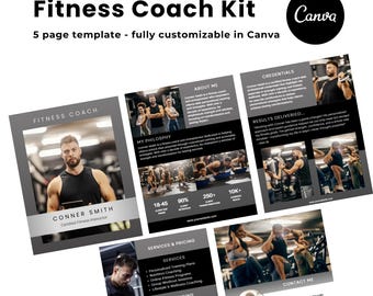Fitness Coach Media Kit Template, Canva Speaker Sheet (Digital Download)