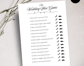 Wedding Shoe Game Template, Couples Shower Activity (Digital Download)