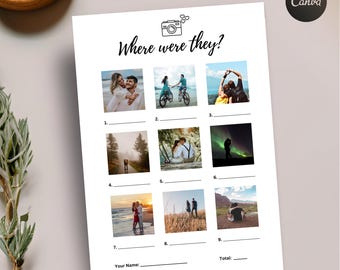 Where Were They Game, Bridal Shower Game Template (Digital Download)