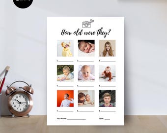 How Old Were They Game, Bridal Shower Game Template (Digital Download)
