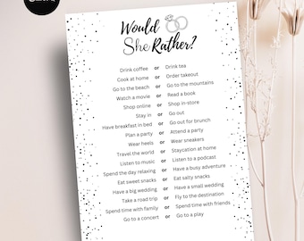 Would She Rather Bridal Shower Game, Editable Printable (PDF)