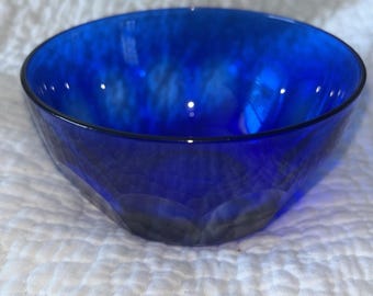 Cobalt Blue Glass Serving Bowl 4.5" Round VTG | Elegant | Art Glass