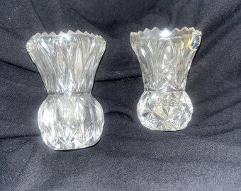 Palilleros de cristal de plomo tallado estilo vintage de 7,6 cm (3 pulgadas)