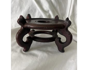 Vintage asiatisches 4-Bein-Rosenholz für 16,5-Zoll-Fischglas oder 4-Zoll-Hochstand