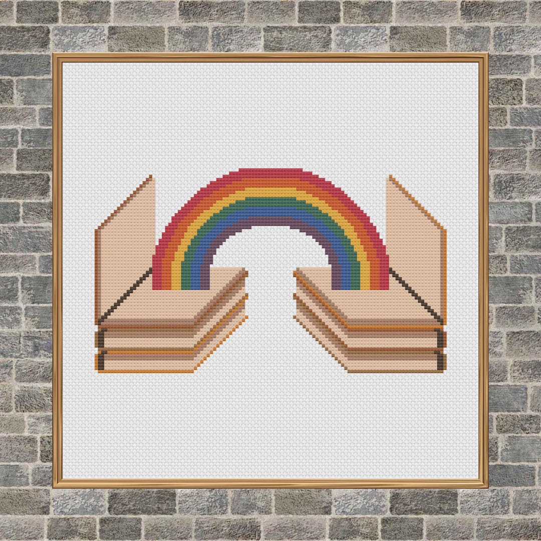 Book Rainbow Cross Stitch Pattern | PDF Download | Retro Muted, It's in ...