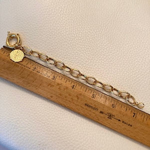 Chunky Chain Bracelet Replica Vintage Coin 18K Gold Over Sterling ...