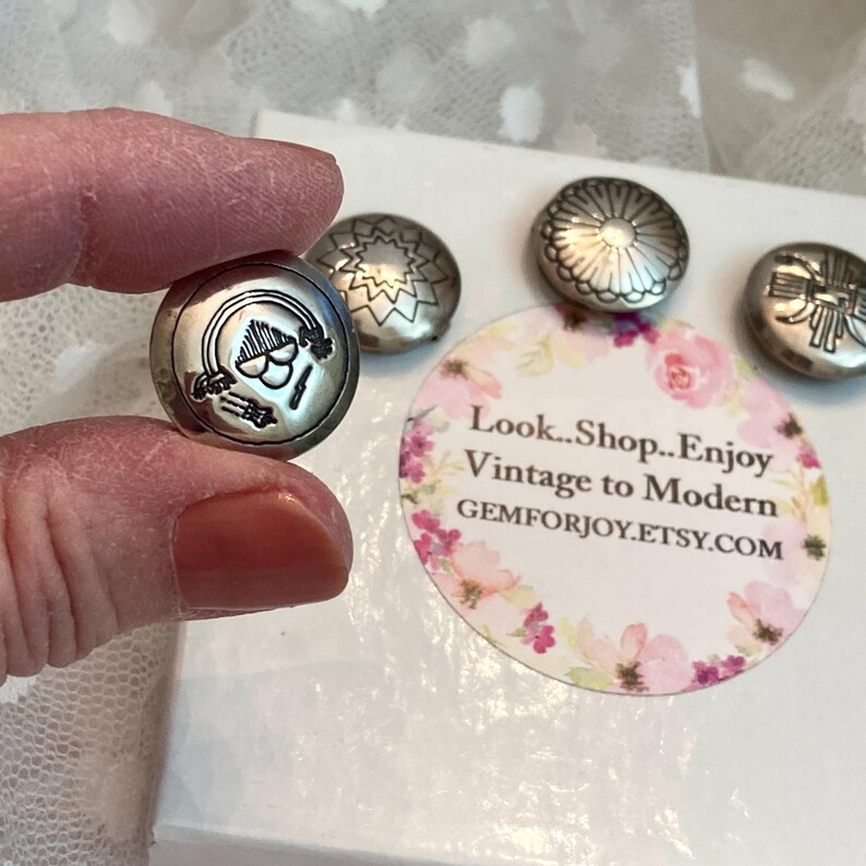 Native Button Sticker Vintage Silver Native American Set of 4 Button Covers - Etsy
