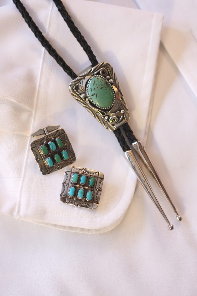 Turquoise Cufflinks Zuni Artisan Signed MFC Maryann/&Felix Chavez Sterling Oval Stones Sunray Symbols Vintage Southwest Classic Statement