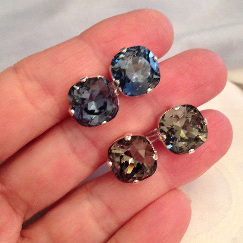 Mens Cufflinks Square Premium Crystal Cut 12mm Denim Blue Etsy