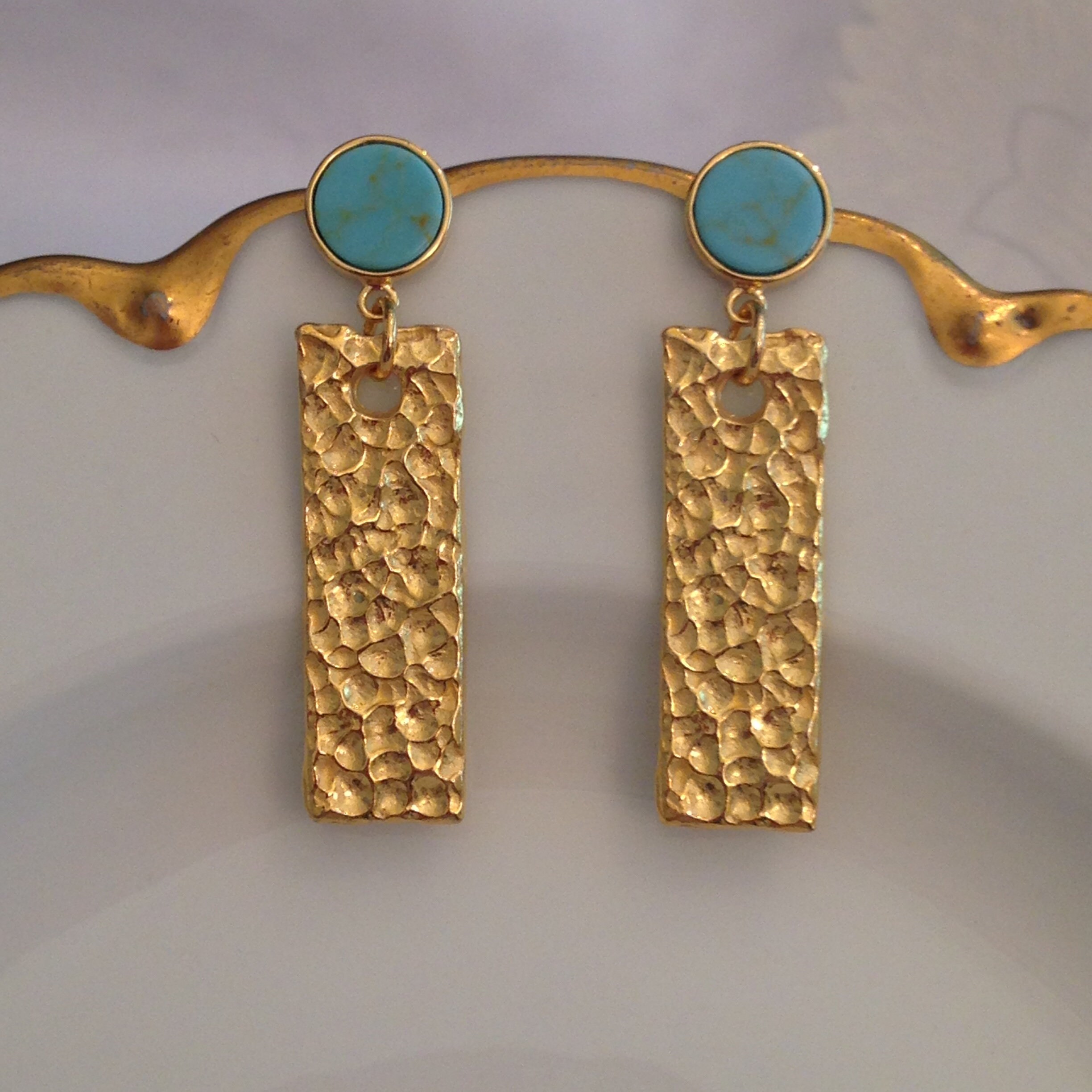 Nola Gold Stud Earrings in Cobalt Howlite main image 0