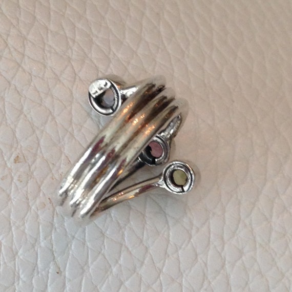 Vintage Multi Gemstone Ring: Moonstone, Garnet, A… - image 9