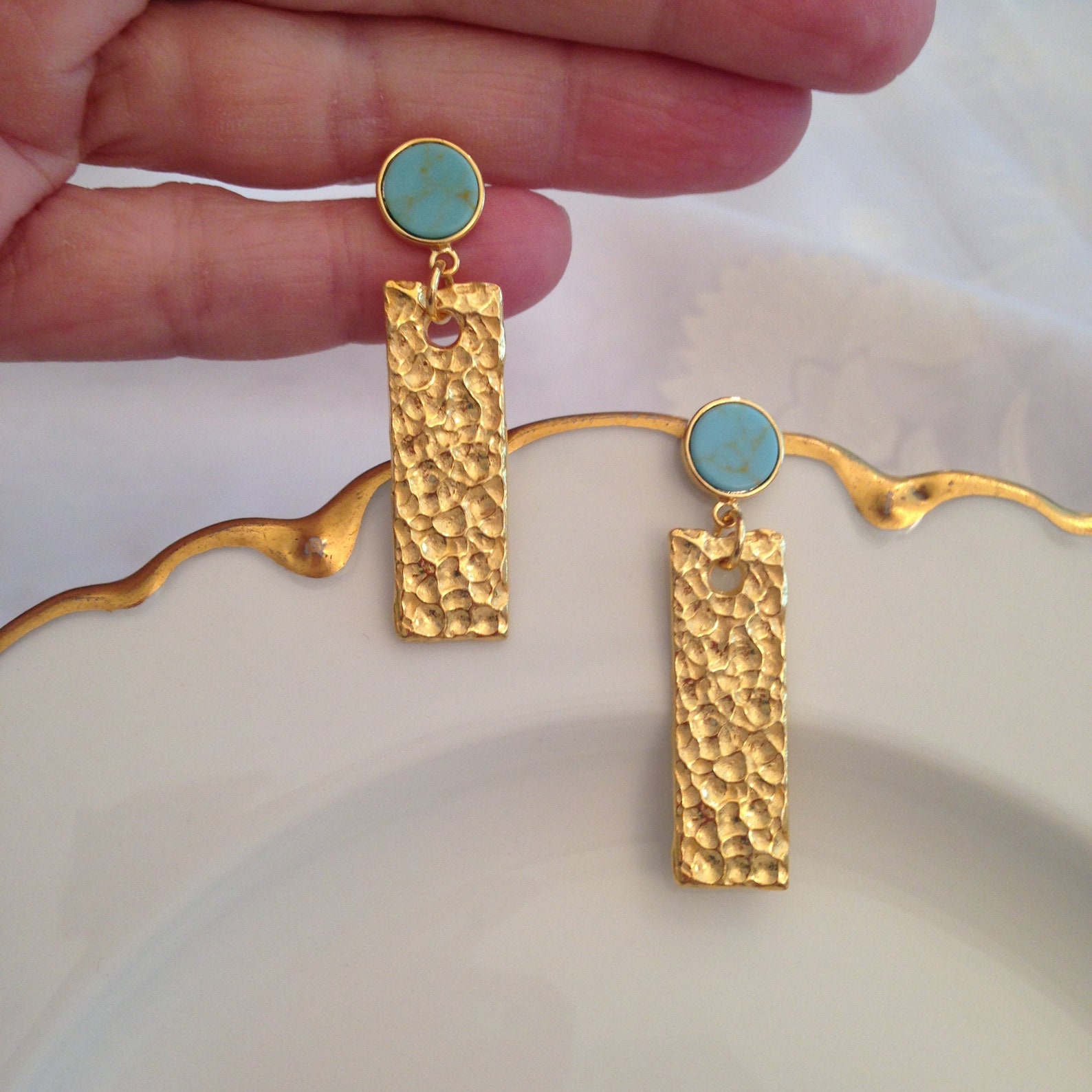 Nola Gold Stud Earrings in Cobalt Howlite main image 1