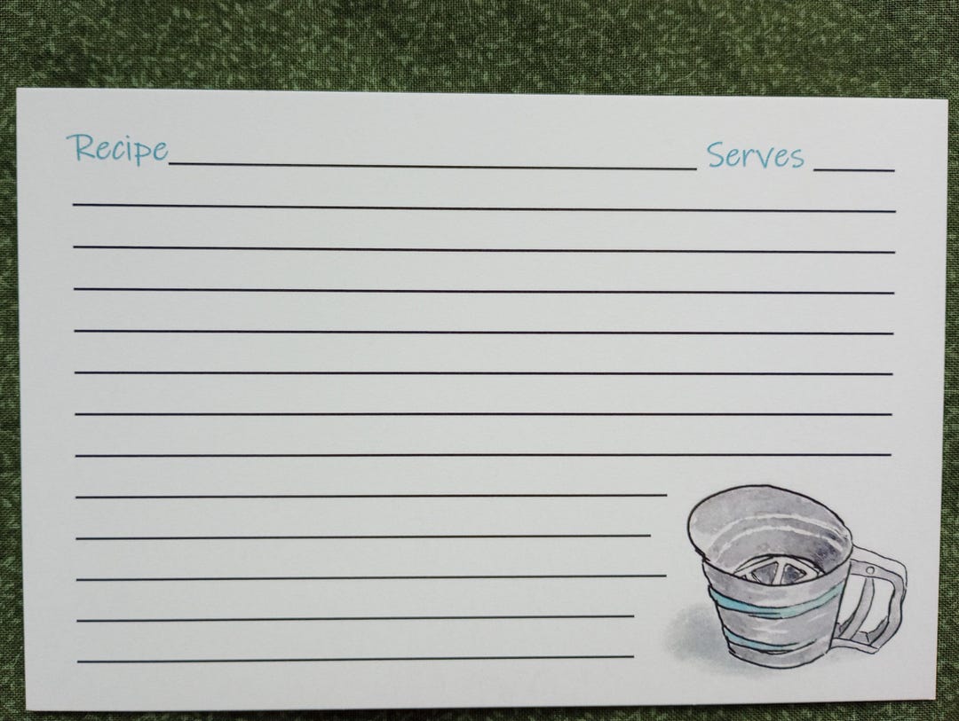 Watercolor Recipe Cards 12 - 4”x6” (vintage Sifter), Two Sided: Extra ...
