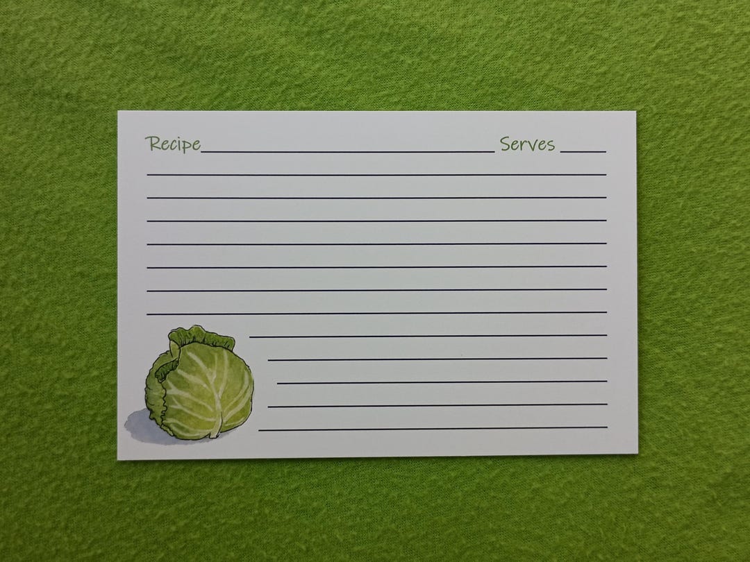 Cabbage Scripture Watercolor Recipe Cards: Cabbage Design, Scripture on Back, Set of 12 ...