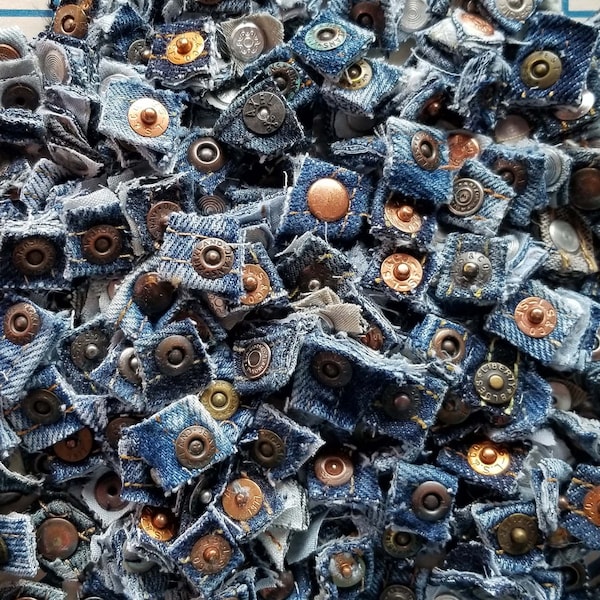 Recycled Denim Rivets for Crafting~Recycled Jeans~Appliques~Embellishments~Denim Craft Supplies~Mixed Media Arts~Textile Arts