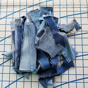 Denim Scrap Clean 50 Pieces for Patching, Appliques, Quilting, Sewing, Weaving, Embellishments