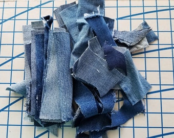 Denim Scrap Clean 50 Pieces for Patching, Appliques, Quilting, Sewing, Weaving, Embellishments