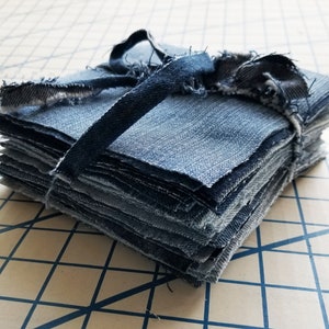 25 6"x6" Recycled Denim Quilt Squares, Craft Fabric