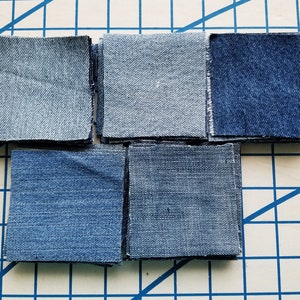 Recycled Denim Quilt Squares (3x3 in, 50 pc), Sewing Supplies