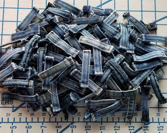 Bulk Denim Belt Loops for Crafting~Recycled Jeans~Appliques~Embellishments~Denim Craft Supplies~Mixed Media Arts~Textile Arts~Jewelry Making