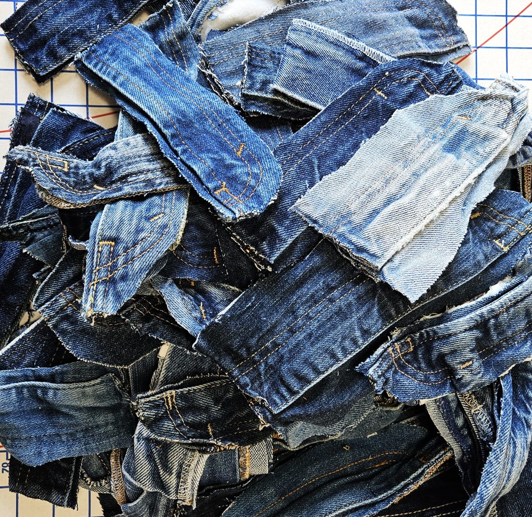 2 Pounds Recycled Denim Jean Cod Pieces-no Zipper Pulls/heads or Button ...