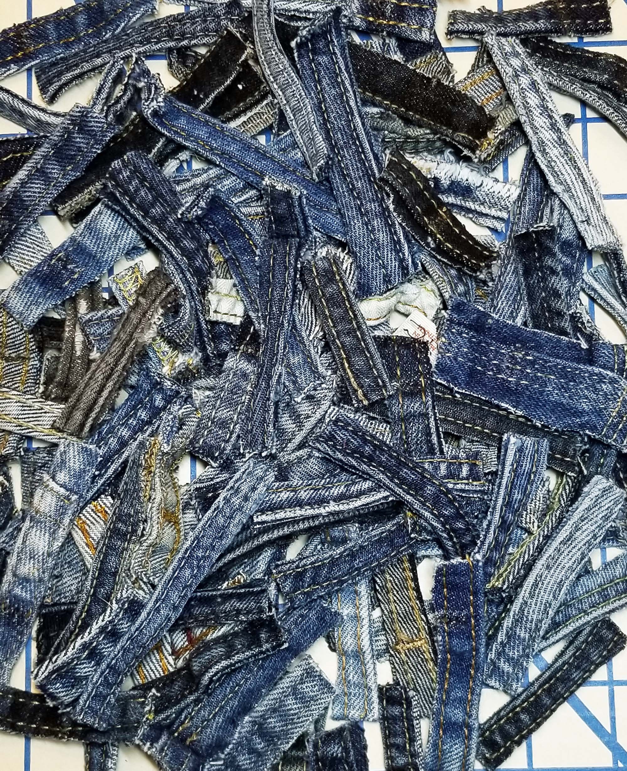 Salvaged Scrap Denim Jean Seam Pieces - 25/50/100 Pieces - Crafts - Jewelry Supplies - Mixed Media
