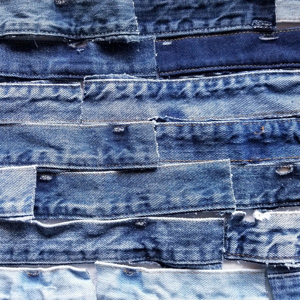 Random Lot of 25 Denim Waistband Pieces from Recycled Jeans-Perfect for Purses-Totes-Bags-Sewing-Crafts-Quilts-Junk Journals-Mixed Media