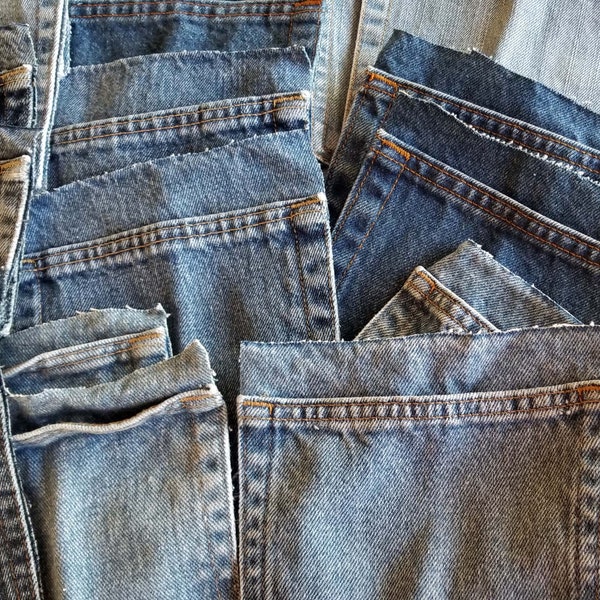Denim Jeans Pocket PAIRS for Crafting-Choose Your Amount-Perfect for Potholders, Silverware Holders, Purses, Applique, Quilts
