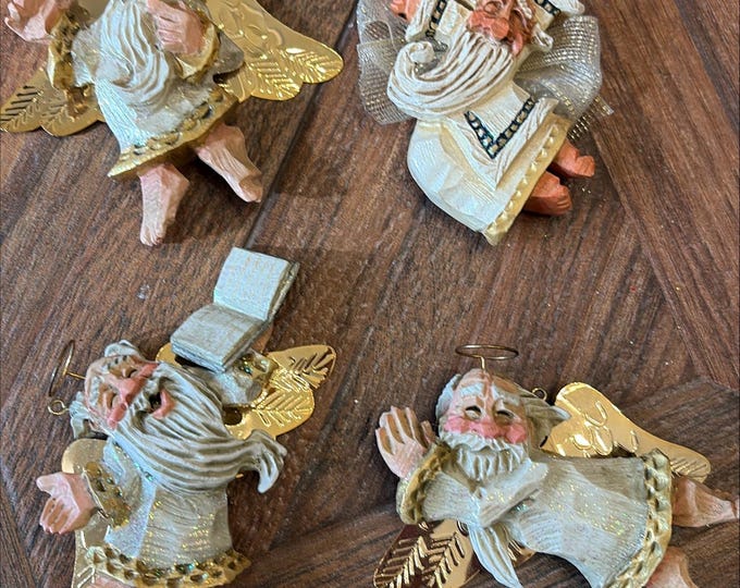 David Frykman 1996 Angel Ornament Set of 4 Folk Art Christmas Décor