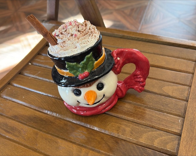Snowman Mug Christmas Decor with Faux Cocoa