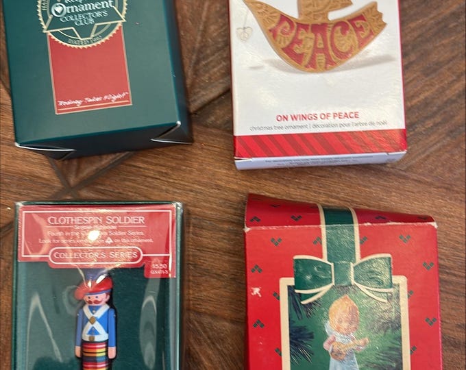 Hallmark Keepsake Ornament Collection — Peace, Betsey Clark, Clothespin Soldier & Rodney’s Flight