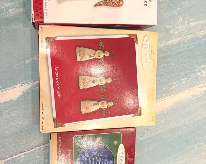 Hallmark Keepsake Angel Ornaments — Caring Angel & Angels of Virtue Set