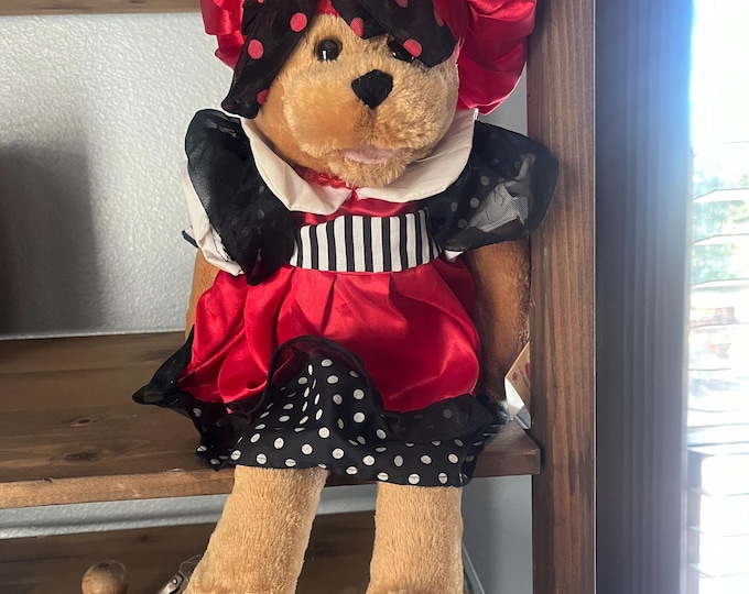 Chantilly Lane Ashley Bear with a red hat