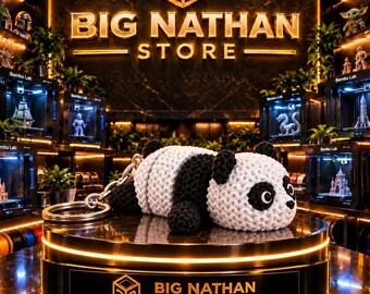 Knitted articulated Panda keychange