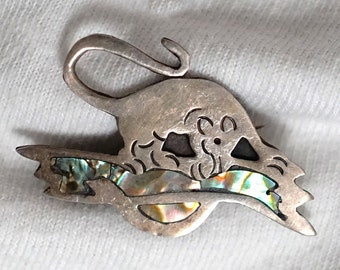 Taxco Sterling Mouse Abalone Brooch ES Mexico