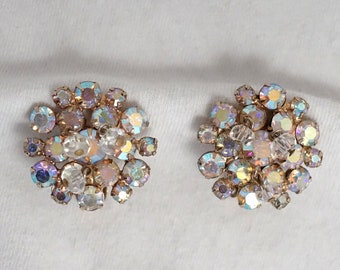 Juliana Cha Cha Crystals AB Rhinestone Earrings Large Iridescent Stones