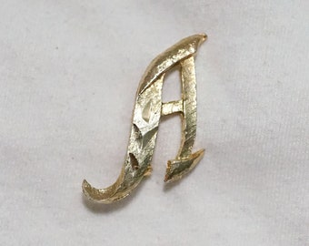 Vintage Mamselle Initial A Brooch Brushed Monogram Pin