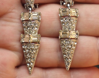 Vintage Bogoff Rhinestone Spiky Earrings