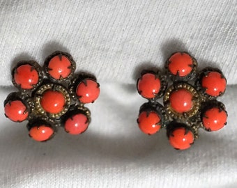 Vintage Coral Glass Earrings