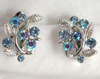 Lisner Rhinestone AB Blue Earrings