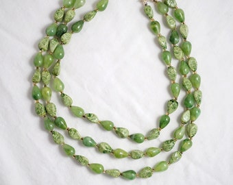 Vintage Multi Strand Faux Jade Necklace