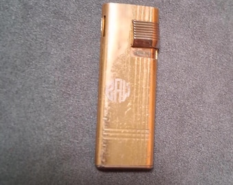 Vintage Flamex Cigarette Lighter Slim Gold Tone Monogrammed