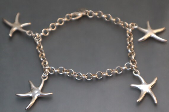 Sterling Starfish Charm Bracelet Vintage Silver - image 2