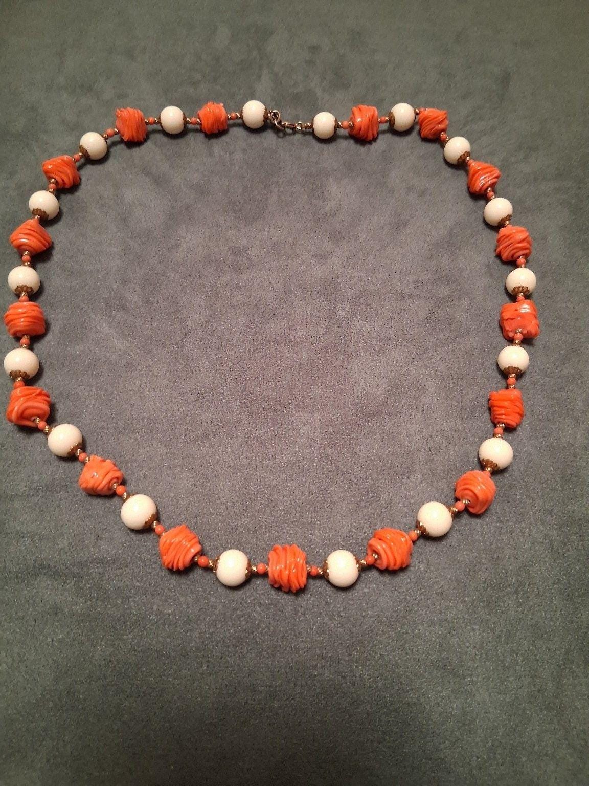 Vintage Hattie Carnegie Faux Coral Glass Bead Necklace - Etsy Israel
